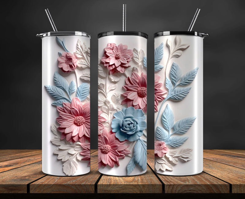 3D Flowers Tumbler Wrap, 3D Floral Sublimation Tumbler Design , 3D Tum –  Tumblerpng