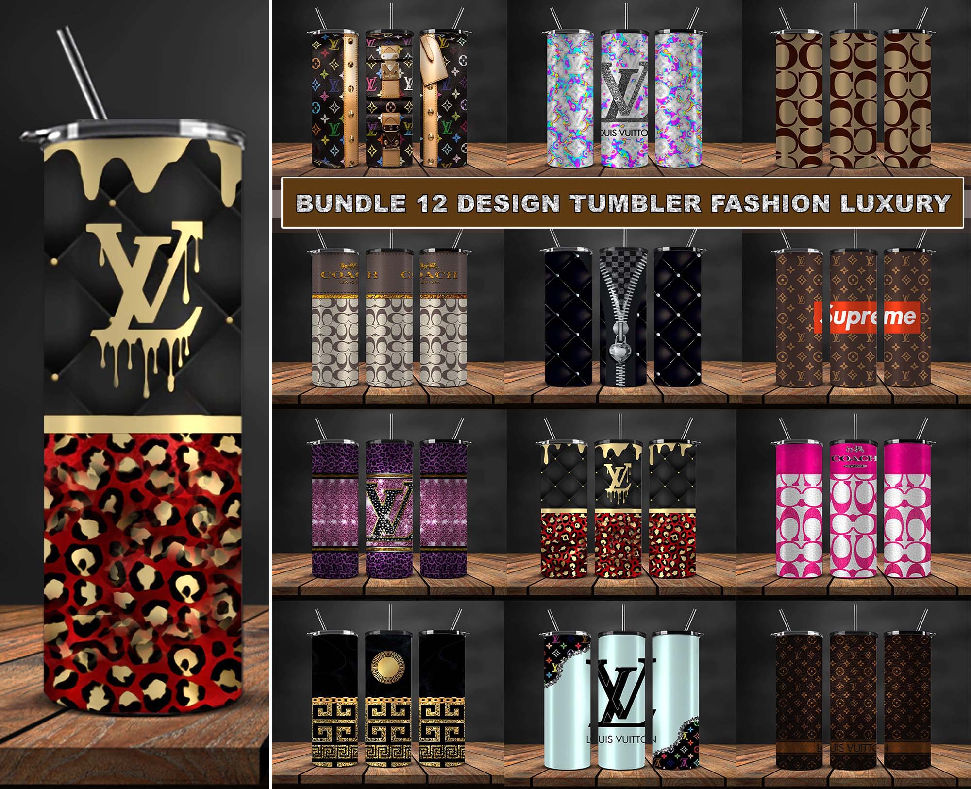 12 Design Brand Logo Fashion Tumbler Designs Bundle 2023 ,Tumbler Logo –  Tumblerpng