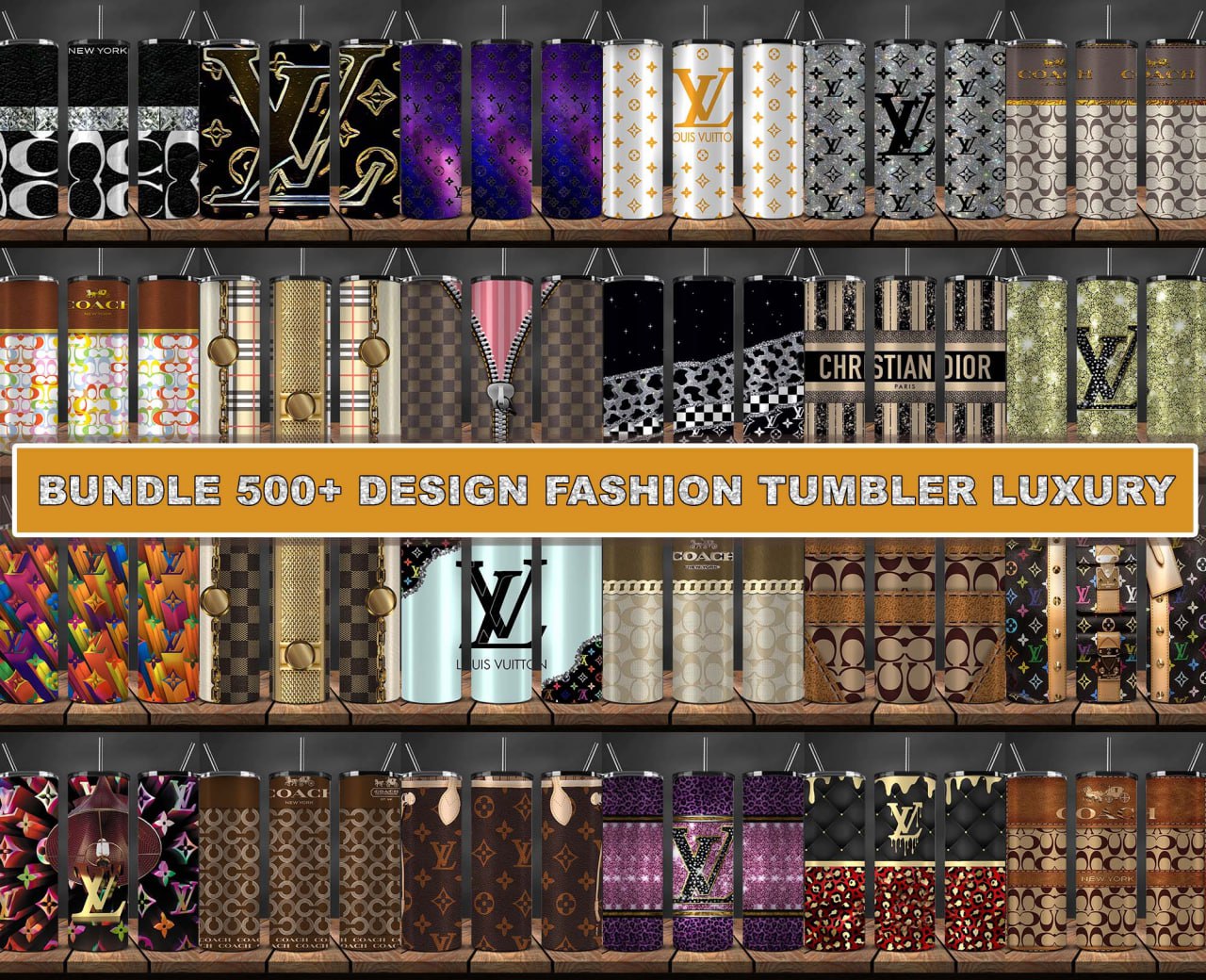50 Tumbler Wraps 20 oz, Fashion Luxury Logo Tumbler Wrap Png