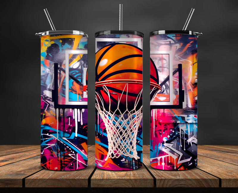 Graffiti Background 20 oz Skinny Tumbler, Basketball Design,NBA Teams,NBA Sports,Nba Tumbler Wrap,NBA DS-11