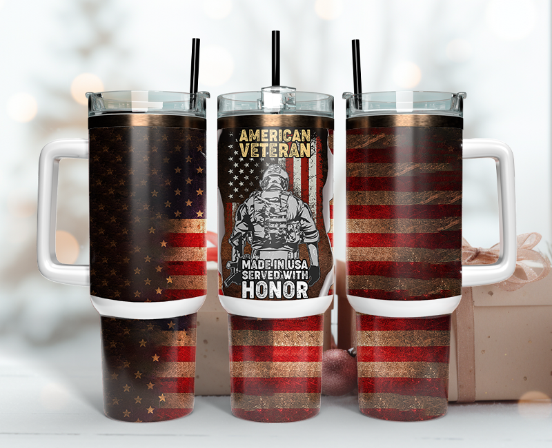 Veteran Tumbler Wrap 40oz , 40oz Tumbler Sublimation Png , Tumbler Wrap 12