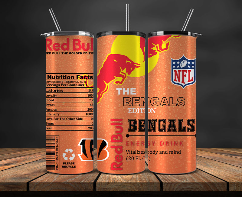 Cincinnati Bengals Tumbler Wraps, NFL Red Bull Tumbler Wrap 12