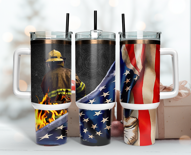 Firefighter Tumbler Wrap 40oz , 40oz Tumbler Sublimation Png , Tumbler Wrap 13