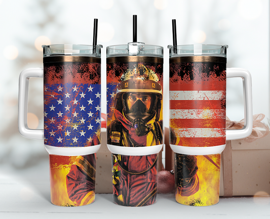 Firefighter Tumbler Wrap 40oz , 40oz Tumbler Sublimation Png , Tumbler Wrap 14