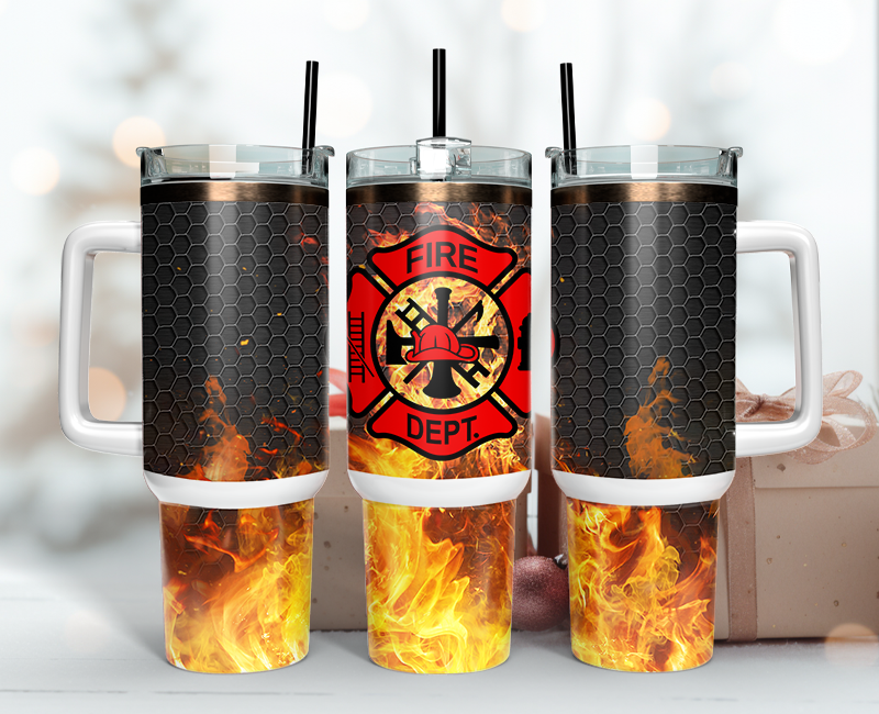 Firefighter Tumbler Wrap 40oz , 40oz Tumbler Sublimation Png , Tumbler Wrap 15