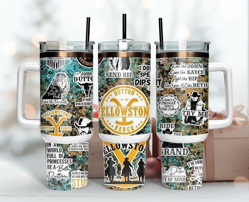 Yellowstone Tumbler Wrap 40oz , 40oz Tumbler Sublimation Png , Tumbler Wrap 17