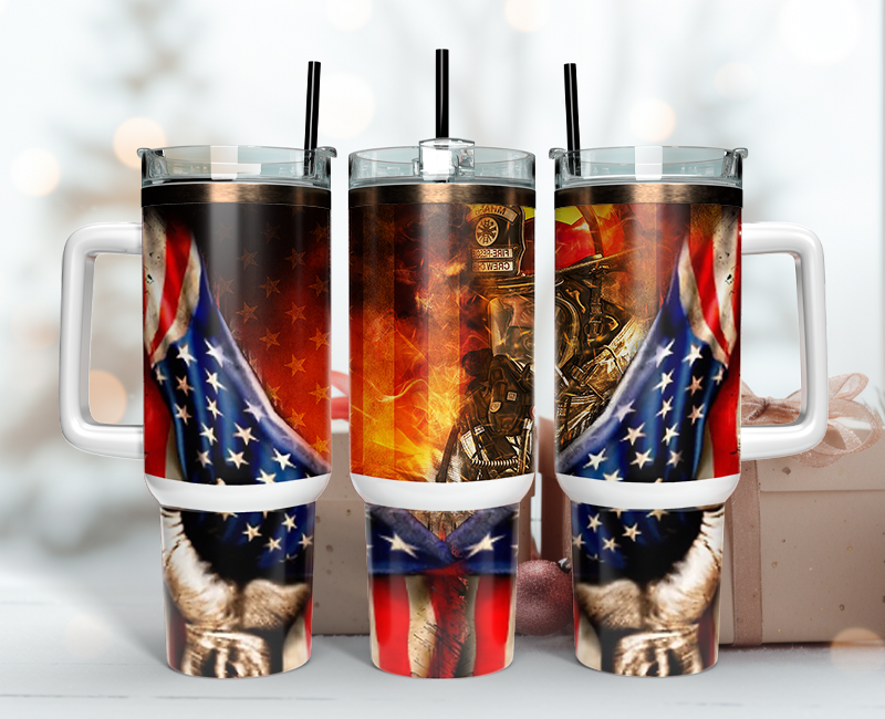 Firefighter Tumbler Wrap 40oz , 40oz Tumbler Sublimation Png , Tumbler Wrap 17