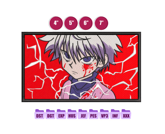 Killua Anime Embroidery Design, Anime Machine Embroidery Design 199