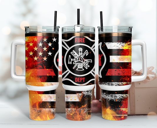 Firefighter Tumbler Wrap 40oz , 40oz Tumbler Sublimation Png , Tumbler Wrap 01