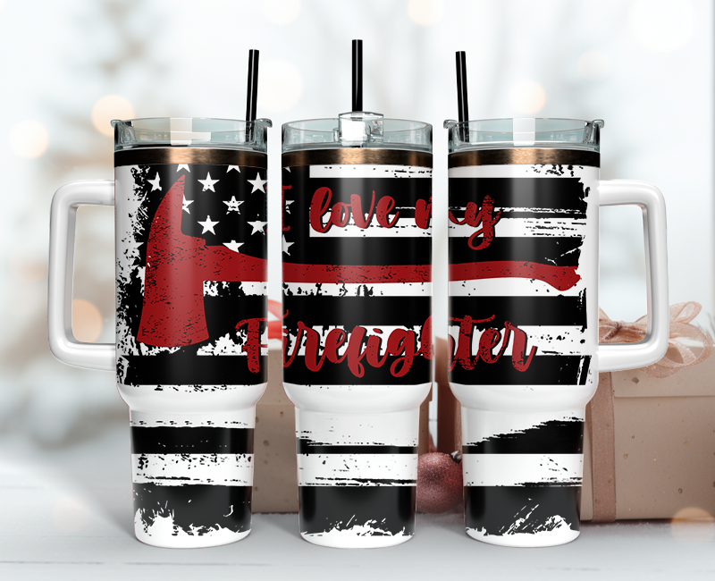 Firefighter Tumbler Wrap 40oz , 40oz Tumbler Sublimation Png , Tumbler Wrap 20