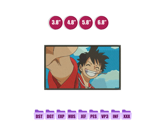 Luffy Smile Anime Embroidery Design, Anime Machine Embroidery Design 211