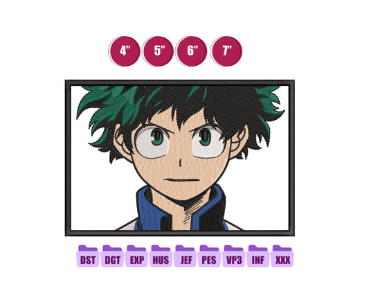 Izuku Midoriya Anime Embroidery Design, Anime Machine Embroidery Design 214