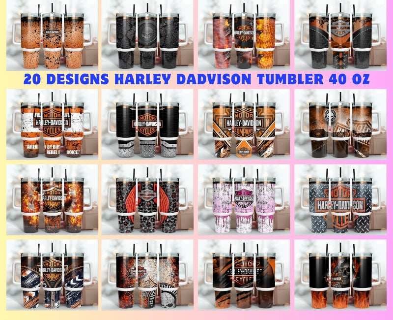 Bundle 20 Designs Harley Davidson Tumbler Wrap 40oz, Harley Davidson Tumbler Png 21