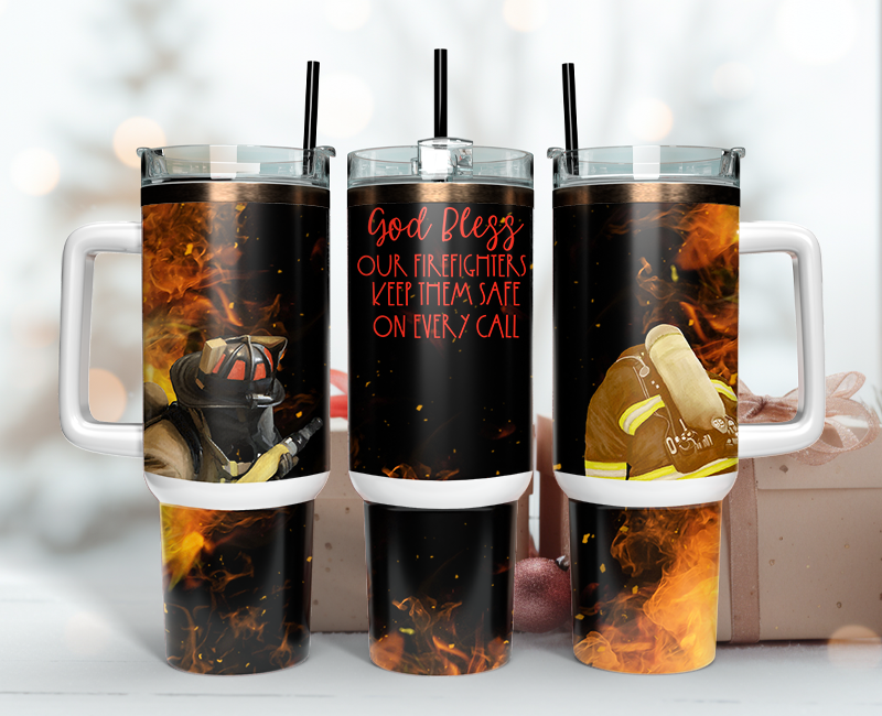 Firefighter Tumbler Wrap 40oz , 40oz Tumbler Sublimation Png , Tumbler Wrap 23