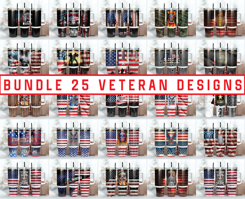 25 Designs Veteran Tumbler Wrap 40oz , 40oz Tumbler Sublimation Png , Tumbler Wrap 26