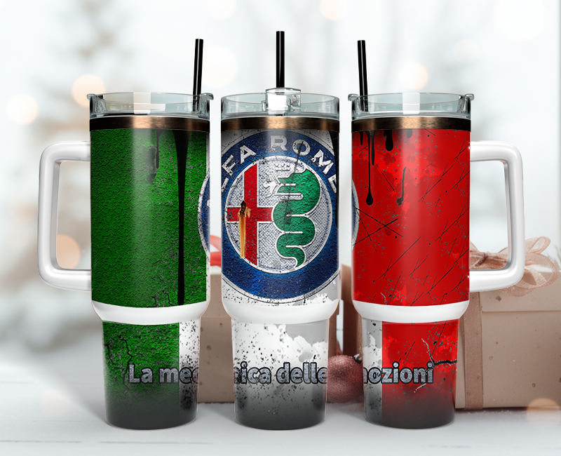 Caneca Alfa Romeo Tumbler Wrap 40oz, Logo Car Tumbler Wrap 40oz