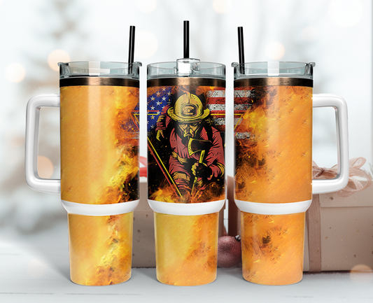 Firefighter Tumbler Wrap 40oz , 40oz Tumbler Sublimation Png , Tumbler Wrap 02