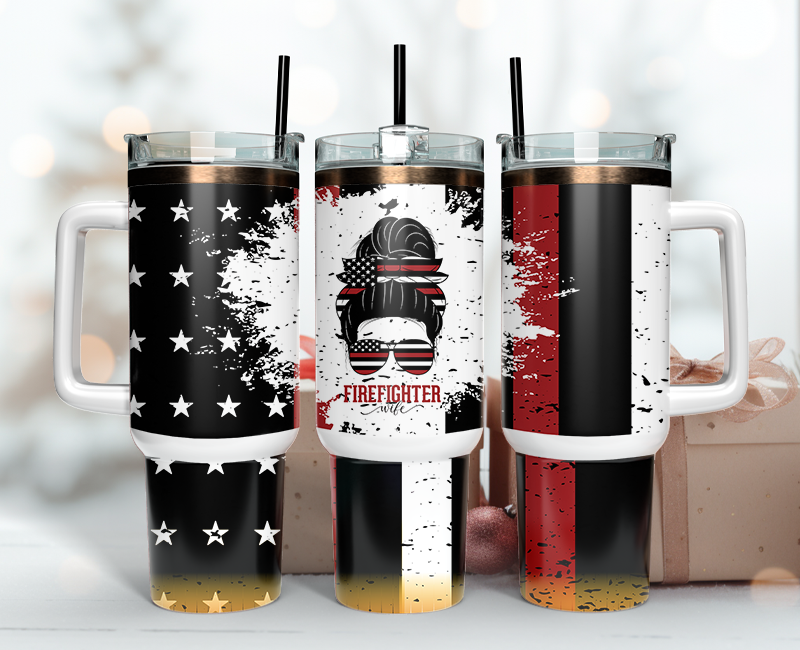 Firefighter Tumbler Wrap 40oz , 40oz Tumbler Sublimation Png , Tumbler Wrap 30