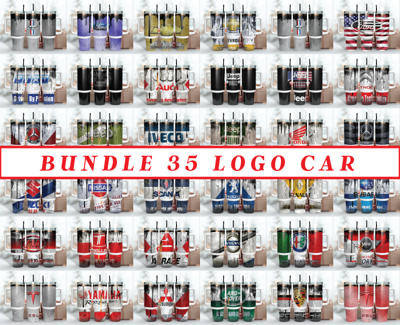 Bundle 35 Logo Car Tumbler Wrap 40oz, Logo Car Tumbler Wrap 40oz