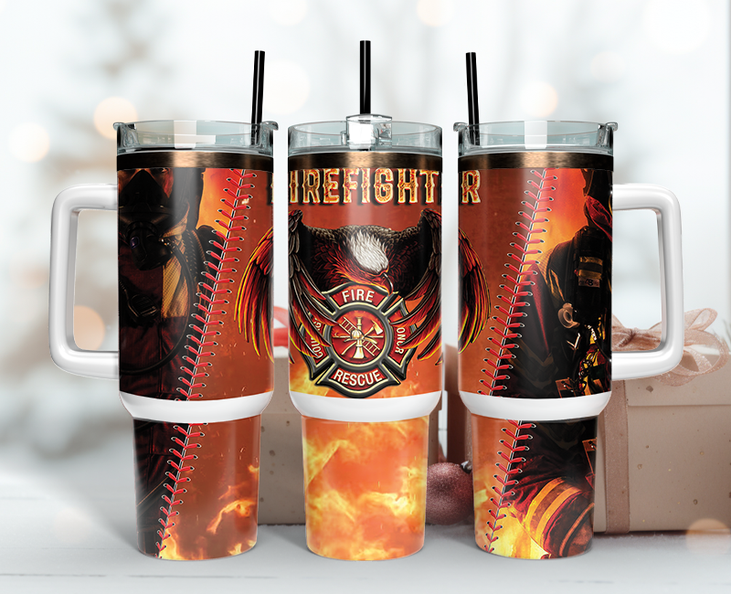 Firefighter Tumbler Wrap 40oz , 40oz Tumbler Sublimation Png , Tumbler Wrap 03