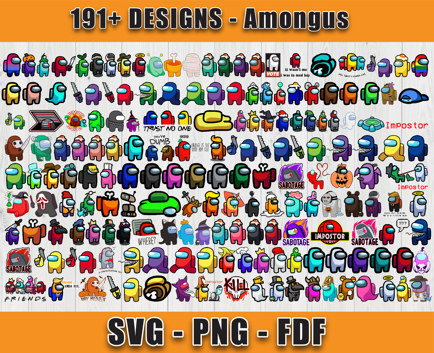 191 Designs Among Us Svg Bundle, Bundle Cartoon Svg 03