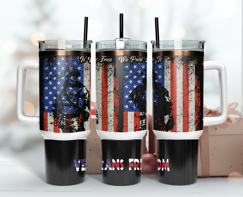 Veteran Tumbler Wrap 40oz , 40oz Tumbler Sublimation Png , Tumbler Wrap 03