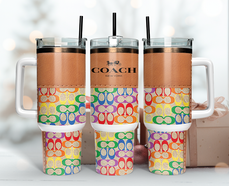 Coach Tumbler Wrap 40oz, Logo Fashion Tumbler Wrap 40oz, Tumbler 40oz Png 40