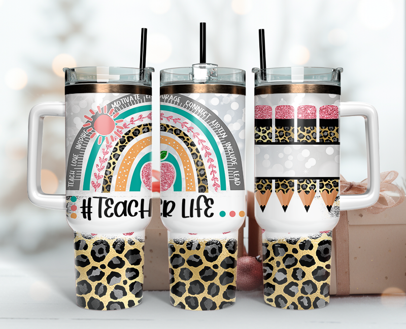 Teacher Tumbler Wrap 40oz, Teacher Tumbler Png 45