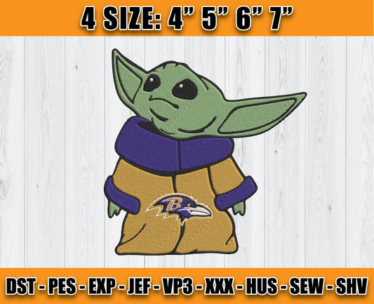 Ravens Embroidery, Baby Yoda Embroidery, NFL Machine Embroidery Digital 48