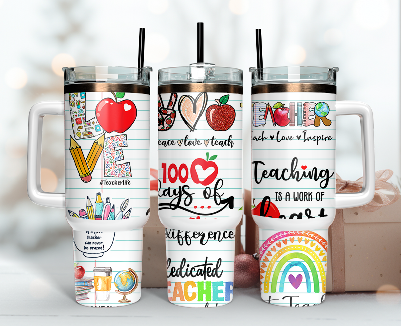 Teacher Tumbler Wrap 40oz, Teacher Tumbler Png 48