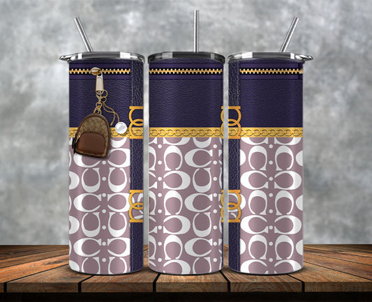 Fashion Tumbler Wraps, Luxury Skinny Tumbler, Coach Tumbler Png, Pattern Logo Fashion Tumbler Wraps 49