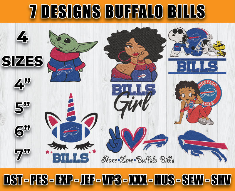 Buffalo Bills Football Logo Embroidery Bundle, Bundle NFL Logo Embroidery