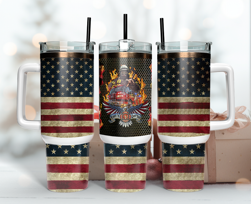 Firefighter Tumbler Wrap 40oz , 40oz Tumbler Sublimation Png , Tumbler Wrap 04