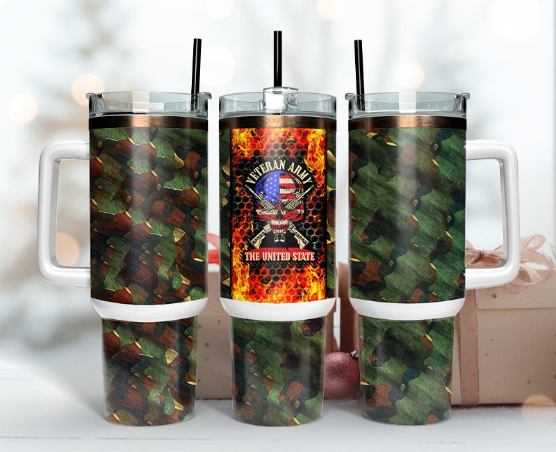 Veteran Tumbler Wrap 40oz , 40oz Tumbler Sublimation Png , Tumbler Wrap 04