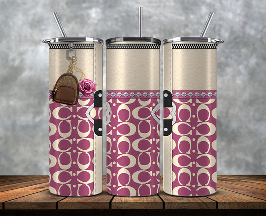 Fashion Tumbler Wraps, Luxury Skinny Tumbler, Coach Tumbler Png, Pattern Logo Fashion Tumbler Wraps 51