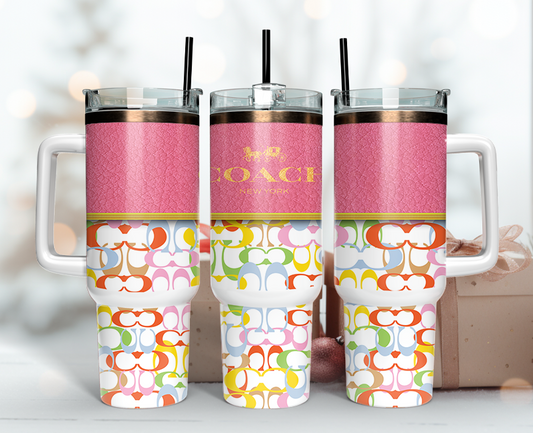 Coach Tumbler Wrap 40oz, Logo Fashion Tumbler Wrap 40oz, Tumbler 40oz Png 52