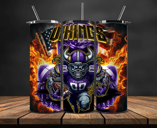 Minnesota Vikings Fire Tumbler Wraps,NFL Tumbler Wrap By AI, AI Tumbler Design 53