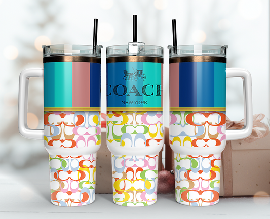 Coach Tumbler Wrap 40oz, Logo Fashion Tumbler Wrap 40oz, Tumbler 40oz Png 55