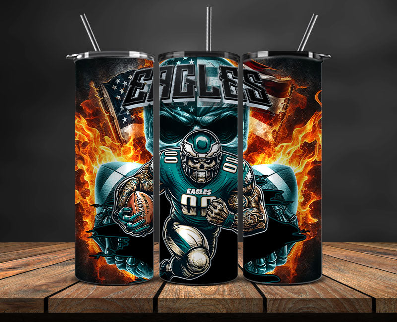 Philadelphia Eagles Fire Tumbler Wraps,NFL Tumbler Wrap By AI, AI Tumbler Design 58