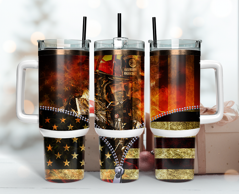 Firefighter Tumbler Wrap 40oz , 40oz Tumbler Sublimation Png , Tumbler Wrap 05