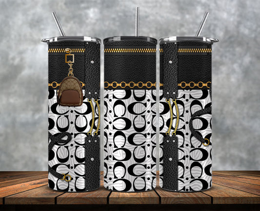 Fashion Tumbler Wraps, Luxury Skinny Tumbler, Coach Tumbler Png, Pattern Logo Fashion Tumbler Wraps 61