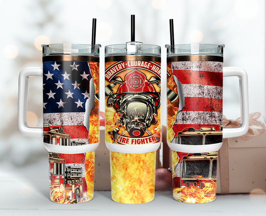 Firefighter Tumbler Wrap 40oz , 40oz Tumbler Sublimation Png , Tumbler Wrap 06