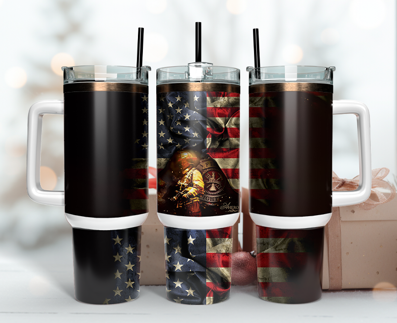 Firefighter Tumbler Wrap 40oz , 40oz Tumbler Sublimation Png , Tumbler Wrap 07