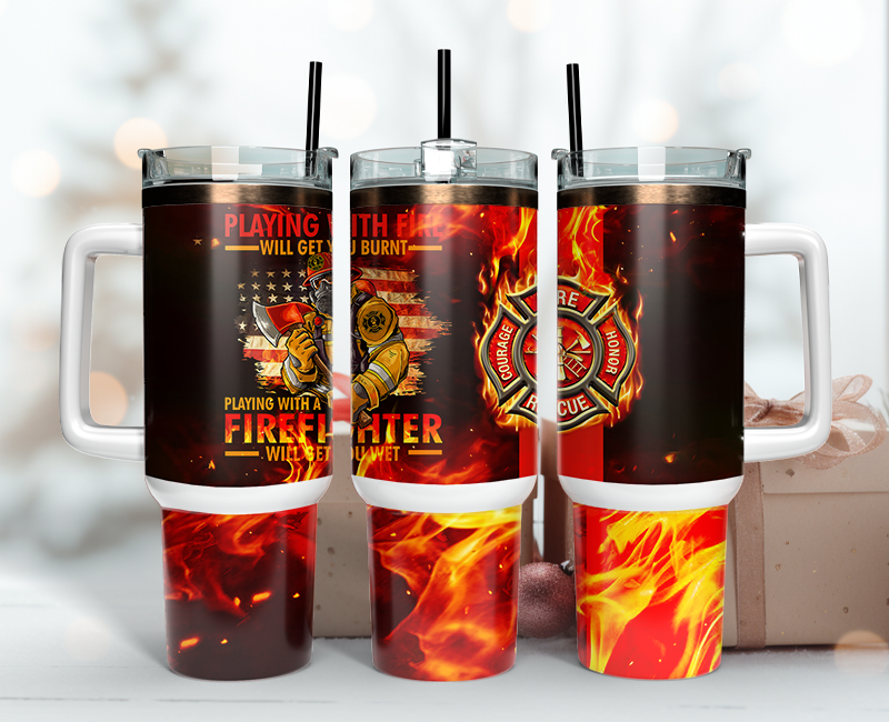 Firefighter Tumbler Wrap 40oz , 40oz Tumbler Sublimation Png , Tumbler Wrap 08