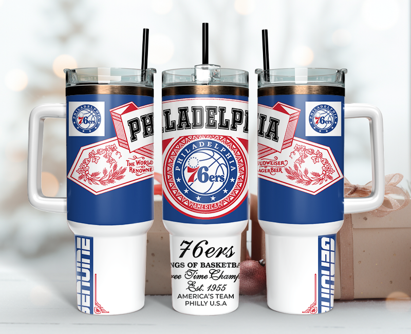 Philadelphia 76ers Tumbler Wrap 40oz, Nba Tumbler Wrap 40oz