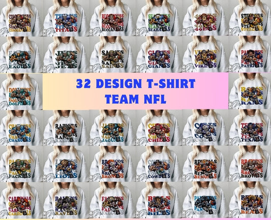 32 Designs T-Shirt NFL Png, NFL T-Shirt Design Bundle 04