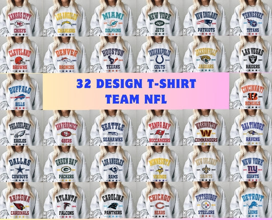 32 Designs T-Shirt NFL Png, NFL T-Shirt Design Bundle 06