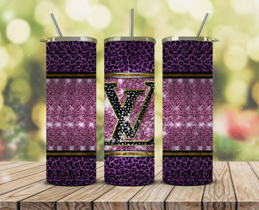 LV White and Purple PNG Tumbler Wrap