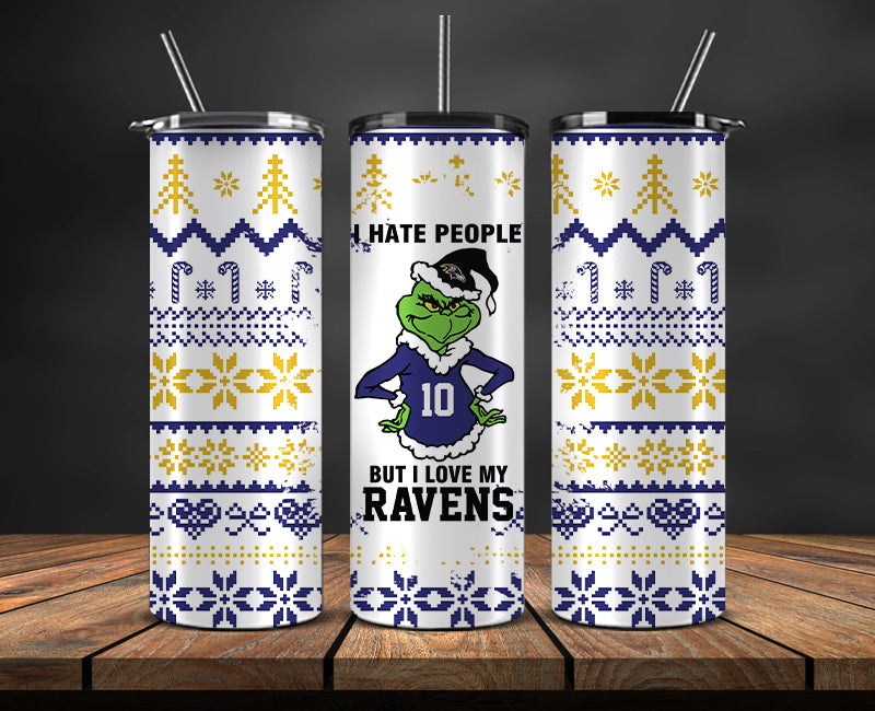 Baltimore Ravens Christmas Tumbler Png,NFL Merry Christmas Png, NFL Christmas Tumbler Wrap 122