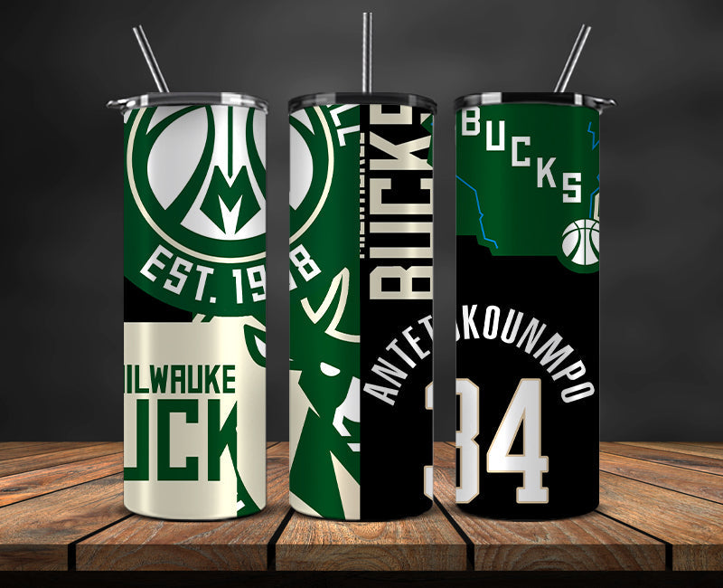 Milwaukee Bucks Tumbler,Basketball Sports Tumbler , Basketball Tumbler Wrap, Nba Tumbler Wrap 02